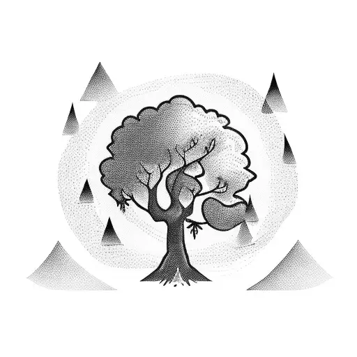 Camp Tent With A Tree On The Left