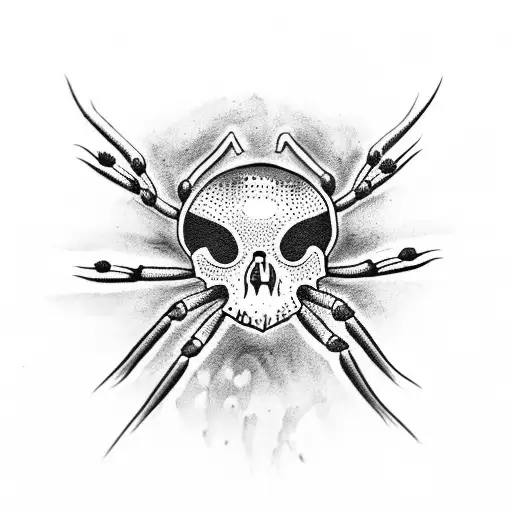 Realistic Spider Tattoo But Its Belly Is A Skull