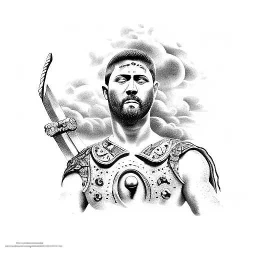 Roman Gladiator With Clouds For Forearm