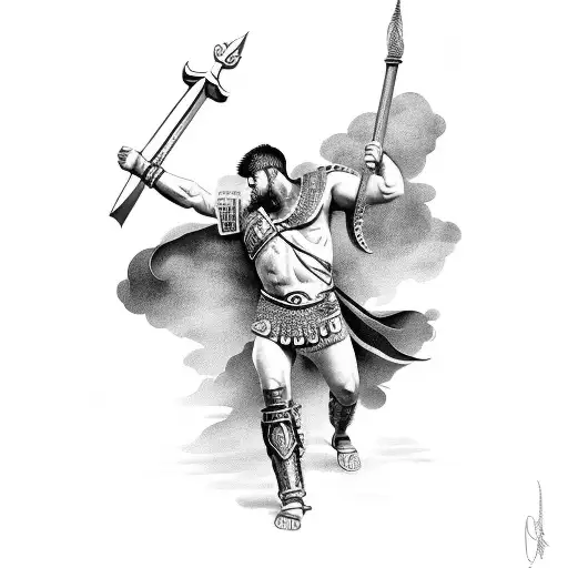 Roman Gladiator With Clouds For Forearm