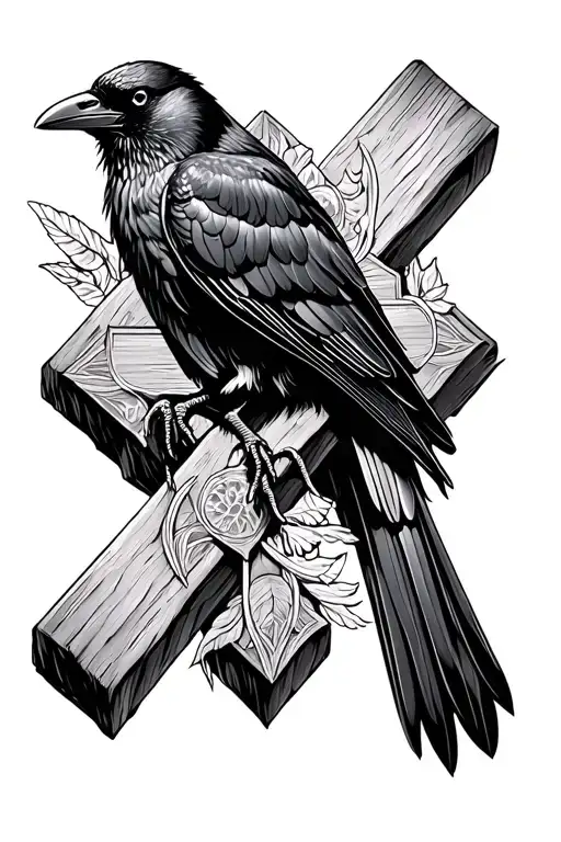 Crow Perched On A Cross