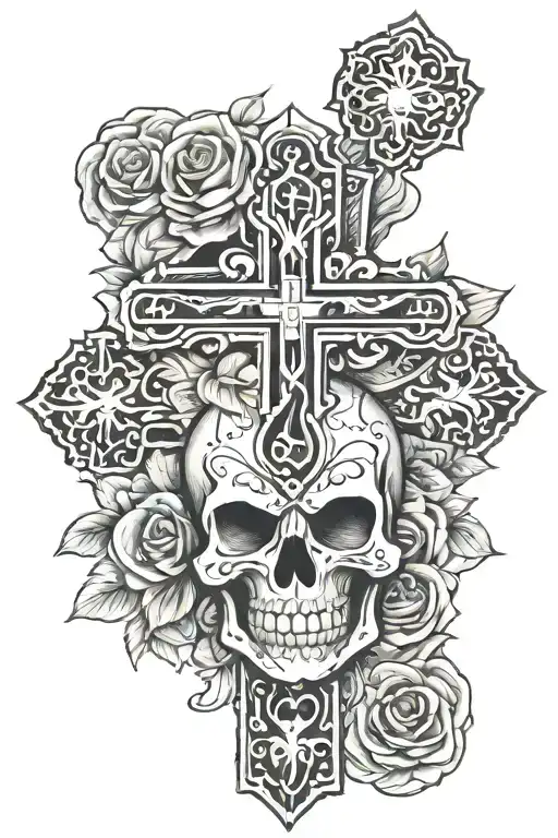 Cross With Acosta In The Cross With Mexican Mariachi Skull