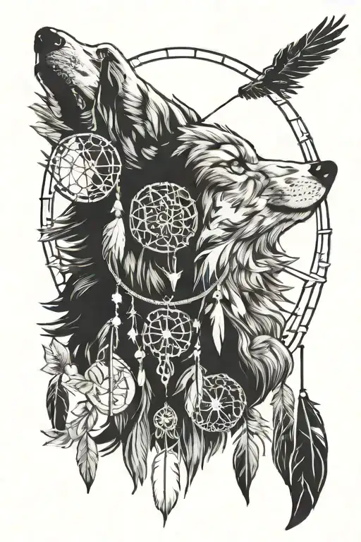 Wolf Dream Catcher And Arrow