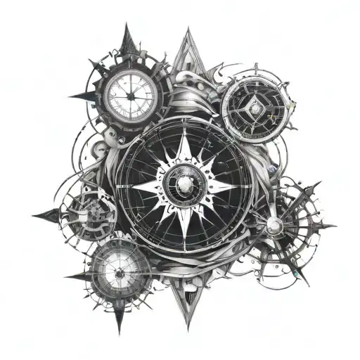 Gargantua Black Hole With A Nautical Compass Inside