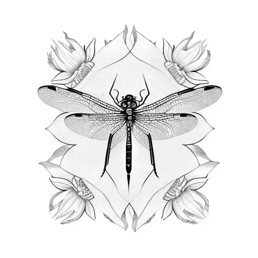 Dragonfly And Sunflowers