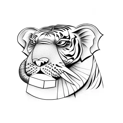 A Tiger And An Elephant Traveling Together On A Train