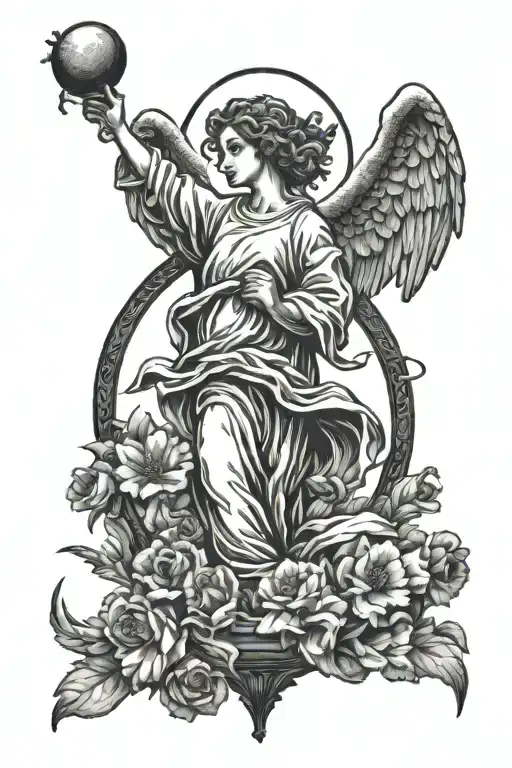 An Angel Holding A Sowrd In The Sky