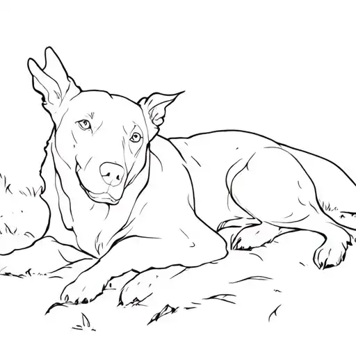 A Black Dog Laying In The Woods