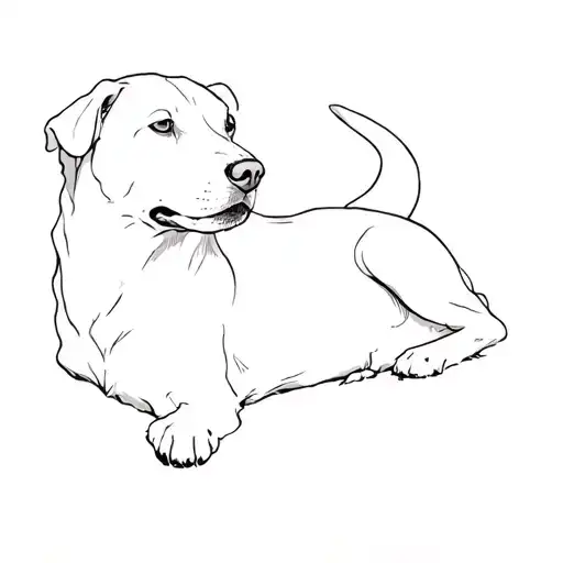 A Black Dog Laying In The Woods