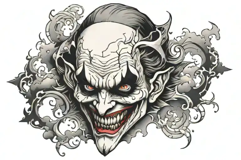 Cross Tattoo Joker Face Storm Clouds
