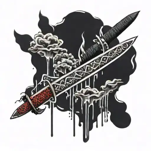 Blood Driping From Katana Sword