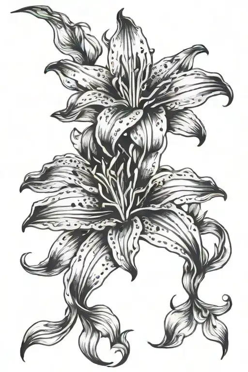 Fire Tiger Lily Intertwined