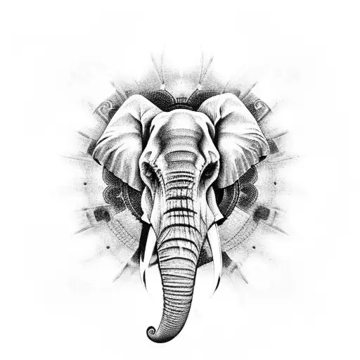 Elephant Skull Mandala Gothic Style