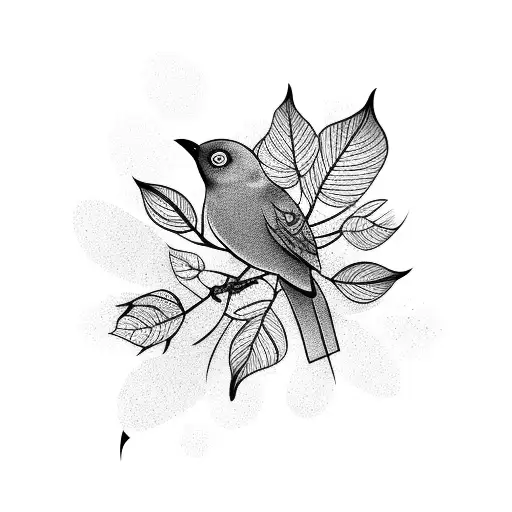 Bird With Leaves Background