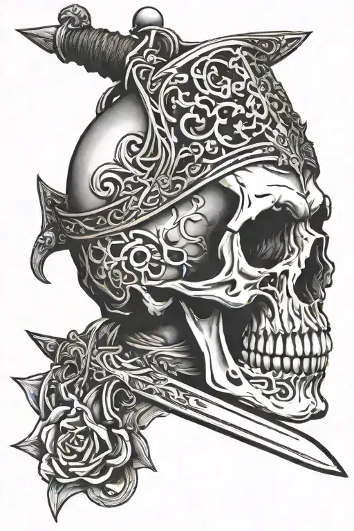 Skull With Sword Through The Top