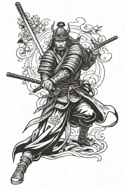 A Samurai Warrior Protecting Is Family With A Sword