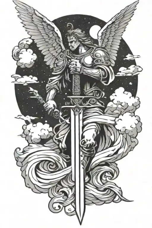 Angel Holding A Sword In The Sky