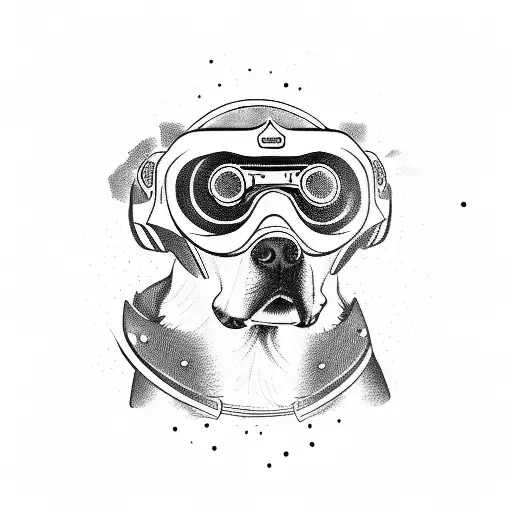 A Loyal Dog Wearing A Dirtbike Helmet And Goggles