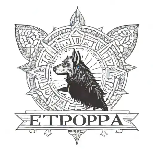 Wolf Of Ethiopia Country In Africa Outlined Tattoo With Words Ethiopia