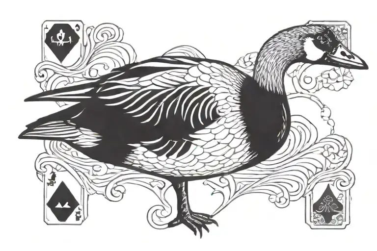 Very Gloomy Goose In A Playing Card
