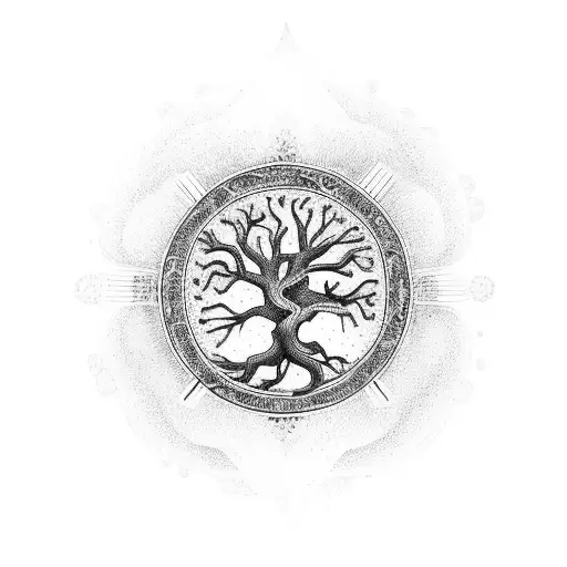 Uroboros With Tree Of Life Inside