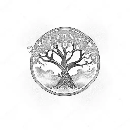 Ouroboros With Tree Of Life Inside