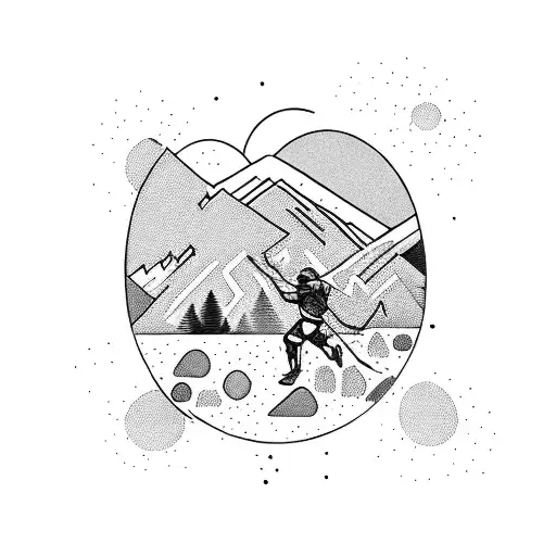 A Trail Runner Jumping Over A Mountain Range