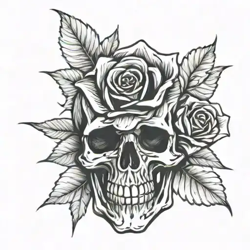 Skull Rose Intertwined
