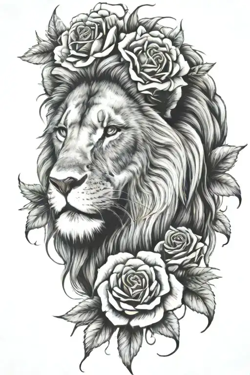 Lion With Rose