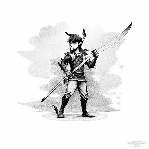 Angry Peter Pan Holding A Sword