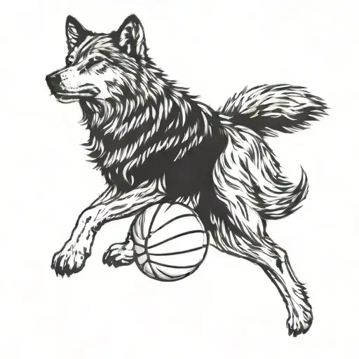 Wolf With A Basketball