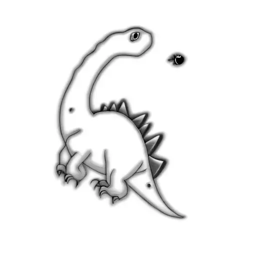 A Dinosaur With A Butterfly Sat On Its Nose