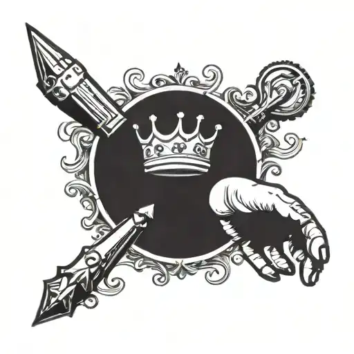 A Minimalist Design Of King Baldwin's Raised Hand Holding A Crown