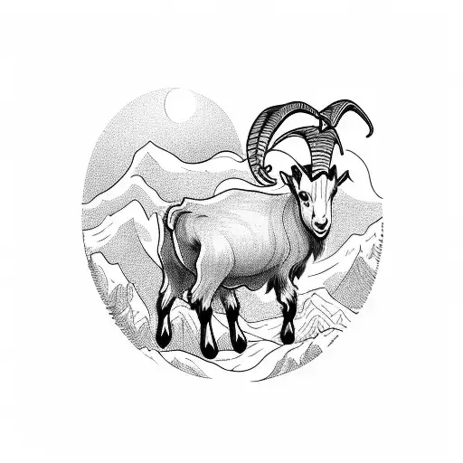 Goat Stand On Top Of The Empty Mountain