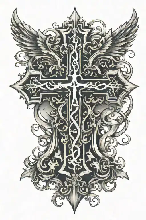 A Christian Cross With The Initials Hs Between The Arms