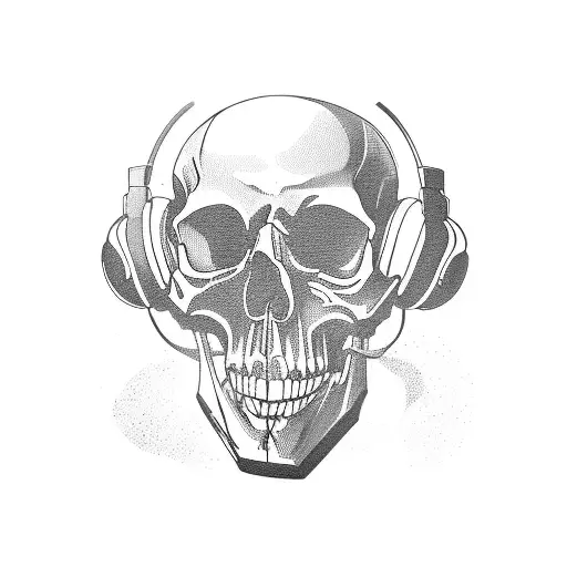 A Skull With Headphones And A Gaming Headset
