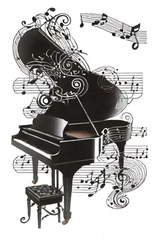 Music Sheet For Piano Floating Musical Notes