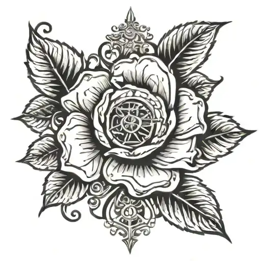 Clock Face Rose With Holy Cross