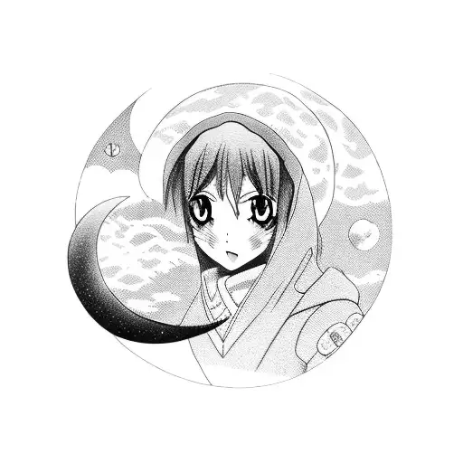 Anime Character With A Moon-themed Background