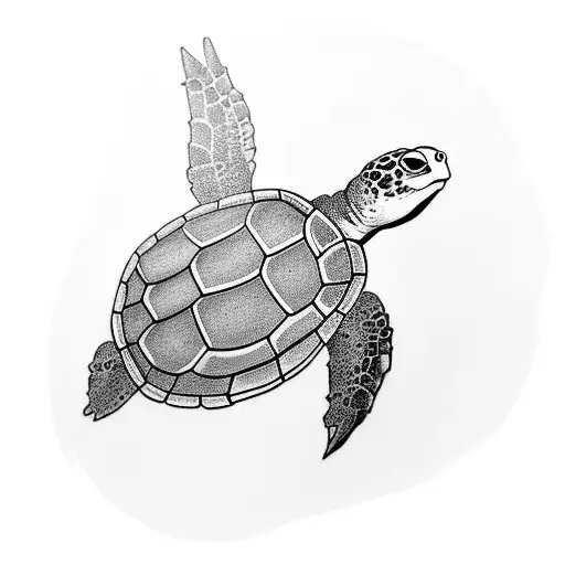 A Realistic Blackwork Tattoo Of A Turtle Wearing A Waiter's Uniform