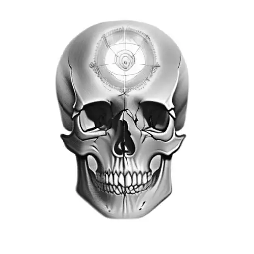 A Skull With A Psi Symbol On Forehead