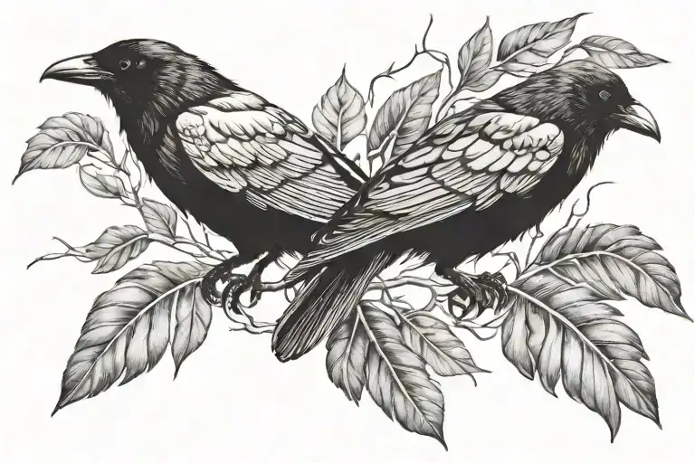 Crow Feathers And Branches
