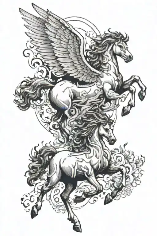 Chimera Versus Bellerophone And Pegasus Horse