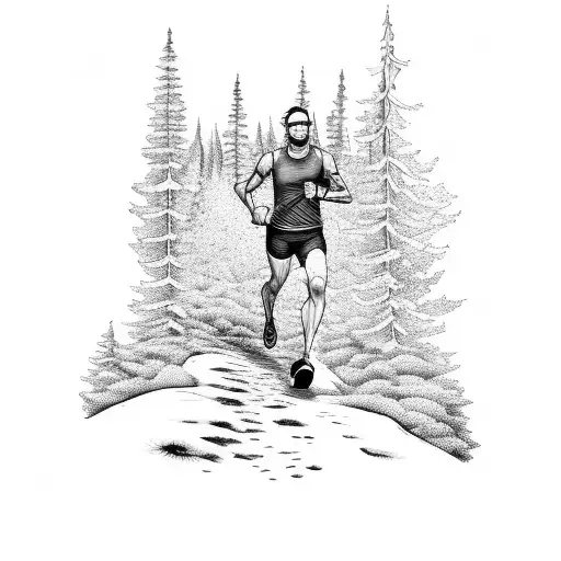 A Trail Runner Sprinting Through A Forest