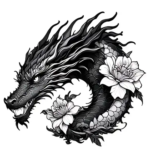Dragon With Flowers