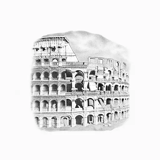 Roman Coliseum In Background With Roman Soldiers Walking Up To It