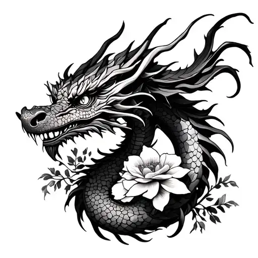 Dragon With Flowers