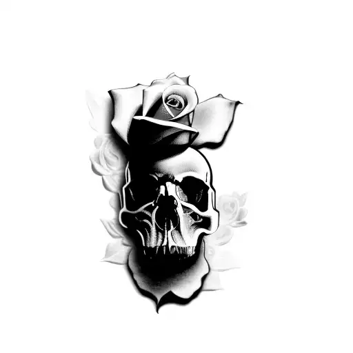 A Skull With A Rose In Its Mouth