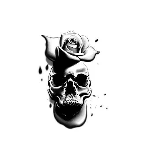 A Skull With A Rose In Its Mouth