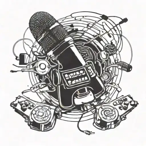 Combine A Microphone And A Controller In A Unique Tattoo Representing Music Production And Gaming